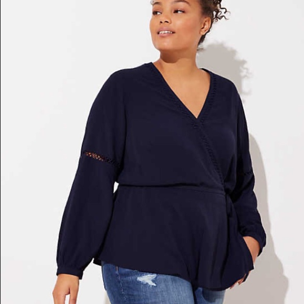 Loft Plus Lattice Wrap Blouse